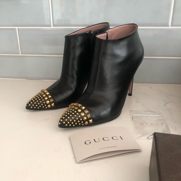 Gucci Studded Black Ankle Boots - Picture 1 of 8